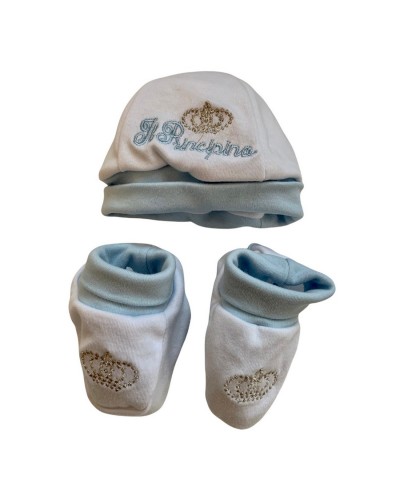 Cappellino Più Scarpine Neonato Ricamo Principino Melanie
