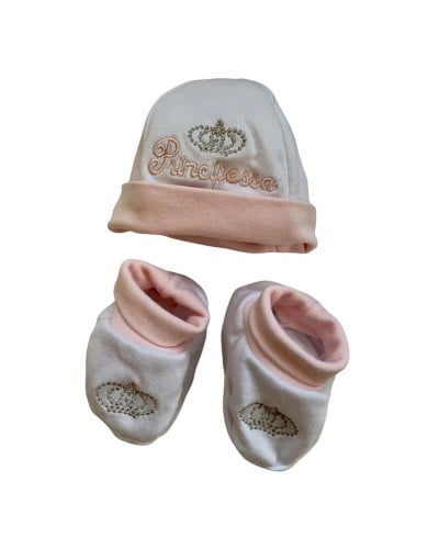 Cappellino Più Scarpine Neonata Ricamo Principessa Melanie