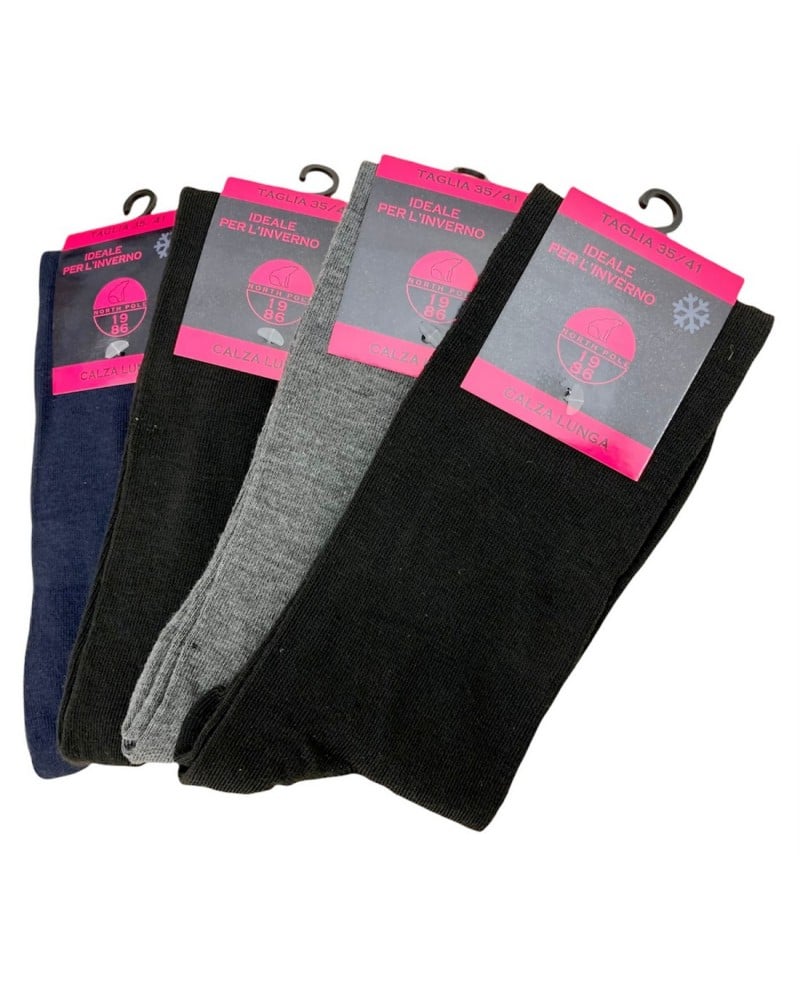 Calza Lunga Donna Cotone Caldo Taglio Laser Confezione 4 Paia North Pole