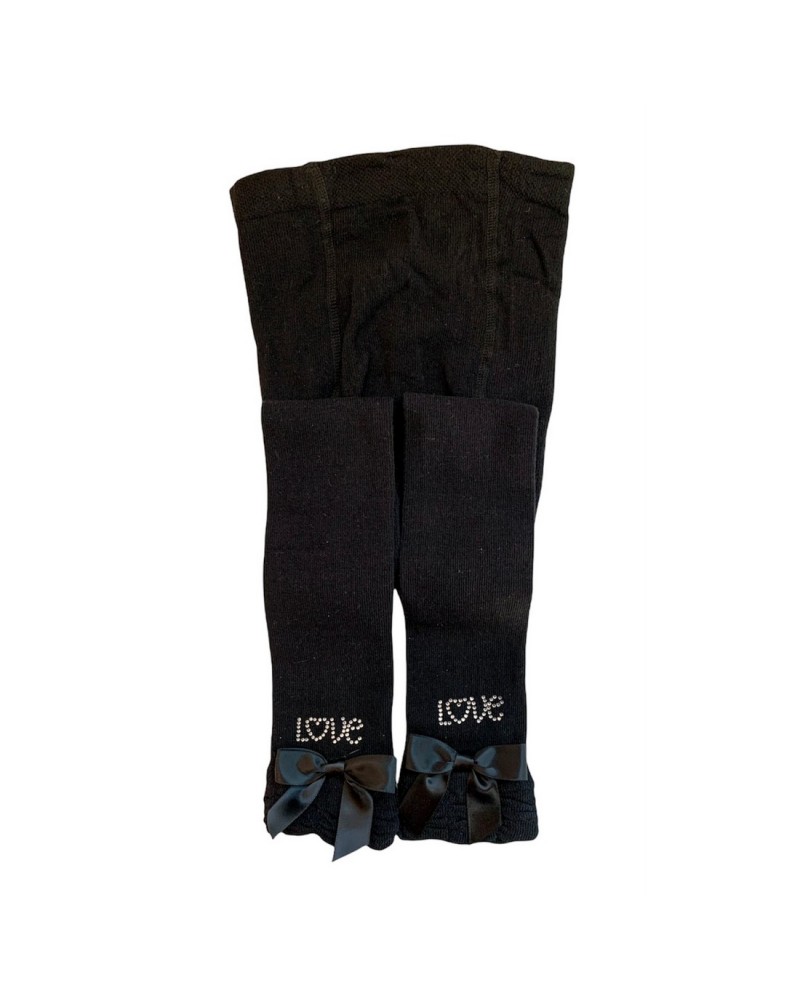Panta Collant Bimba Cotone Caldo Applicazione Fiocco Mafer