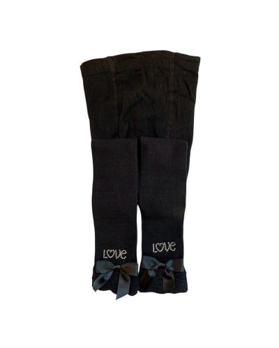 Panta Collant Bimba Cotone Caldo Applicazione Fiocco Mafer