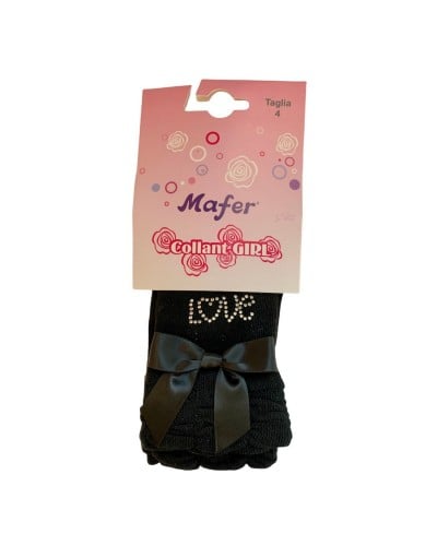 Panta Collant Bimba Cotone Caldo Applicazione Fiocco Mafer