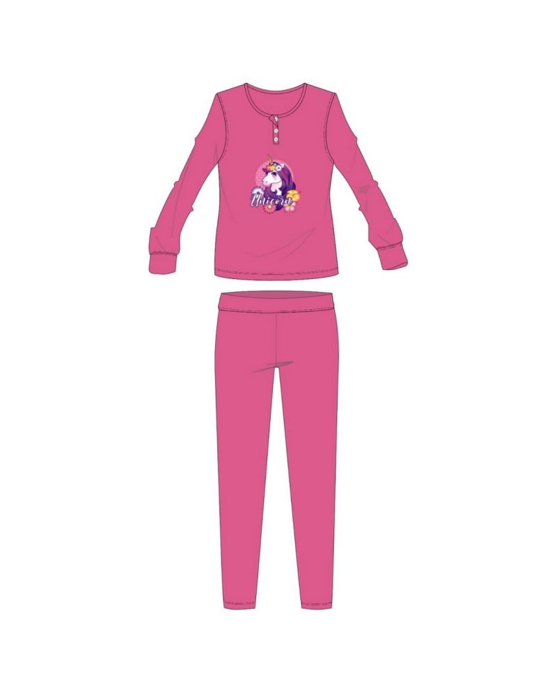 Pigiama Bambina Unicorno Cotone Caldo Manica Lunga