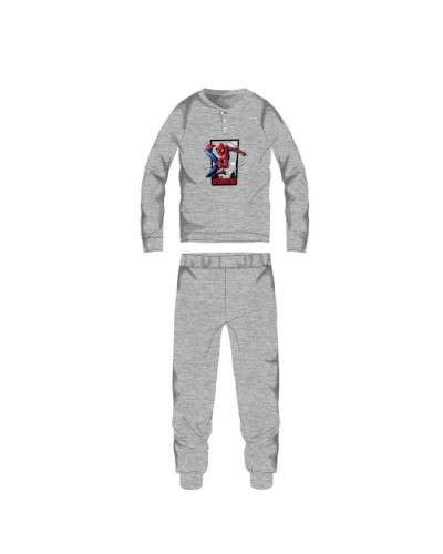 Pigiama Bambino Spiderman Cotone Caldo Manica Lunga Marvel