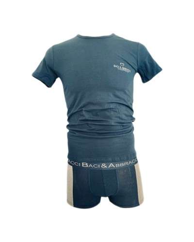 Coordinato Uomo B&A T-shirt e Boxer Cotone Bielastico