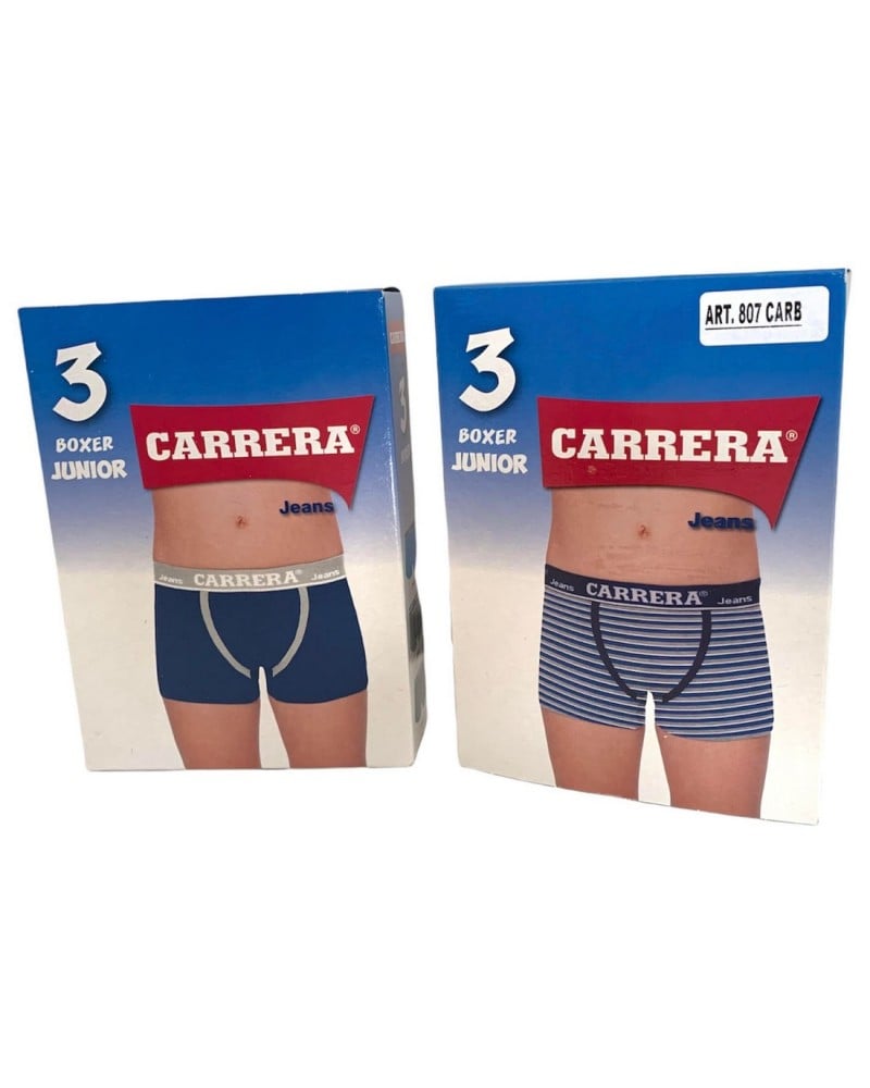 Boxer Ragazzo Cotone Bielastico Carrera Jeans Confezione 3 Pezzi