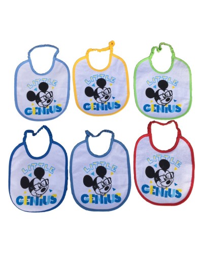 Bavette Mickey Mouse Spugna Ed Elastico Confezione 6 Pezzi