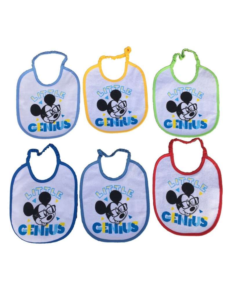Bavette Mickey Mouse Spugna Ed Elastico Confezione 6 Pezzi