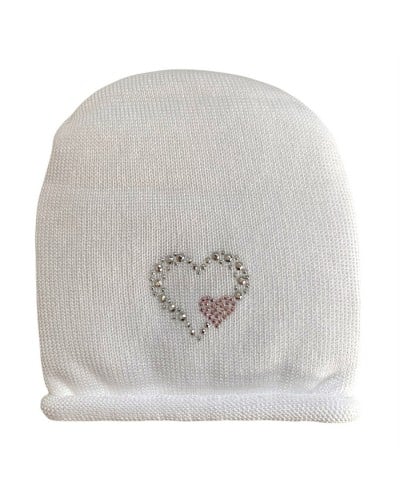 Berretto Neonata In Cotone Con Cuore Strass Mafer