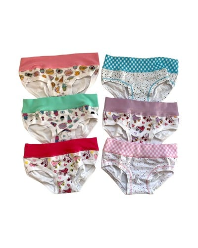 Slip Bambina Fantasia Cotone Modal Confezione 6 Pezzi Peperina