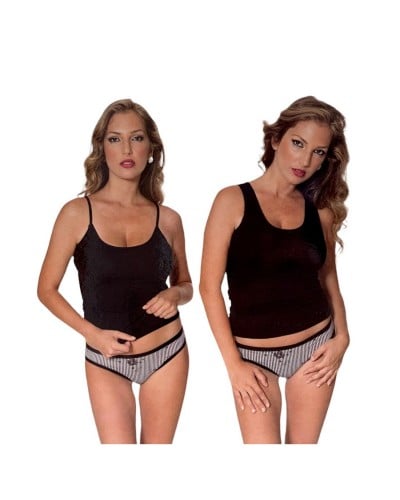 Coordinato Donna Canotta Spalla Larga Più Slip Cotone Elasticizzato Intimy