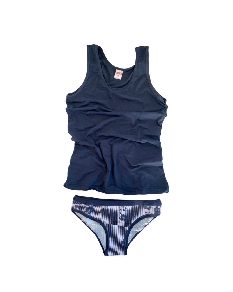 Coordinato Donna Canotta Spalla Larga Più Slip Cotone Elasticizzato Intimy