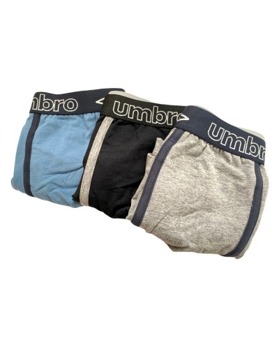 Boxer Uomo Umbro Moda Cotone Elasticizzato Elastico Esterno Confezione 3 Pezzi