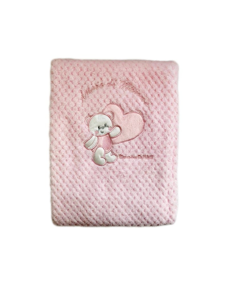 Copertina Carrozzino Bebè In Pile Coral Nazareno Gabrielli Ricamata