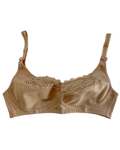 Reggiseno Classico Senza Ferretto In Cotone E Pizzo Coppa C
