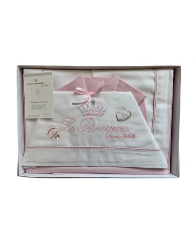 Lenzuoline per Lettino Con Sbarre 3 Pezzi Neonata Principessa Cotone Nazareno Gabrielli