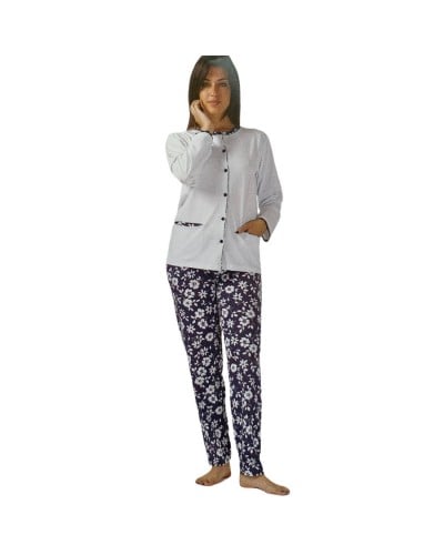 Pigiama Donna Cotone Manica Lunga Cardigan Gary