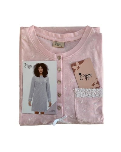 Camicia Da Notte Donna Cotone Manica Lunga Cippi