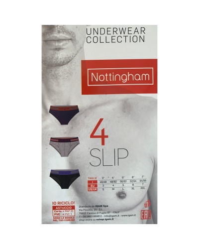 Slip Uomo Nottingham Cotone Bielastico Moda Confezione 4 Pezzi