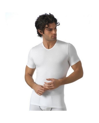 Maglia uomo mezza manica Angels21 cotone bielastico scollo a punta