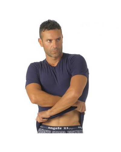 Maglia uomo mezza manica Angels21 cotone bielastico scollo a punta