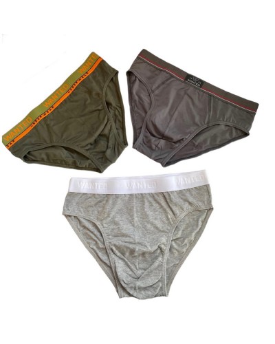 Slip Uomo Cotone Bielastico Wanted Confezione 3 Pezzi