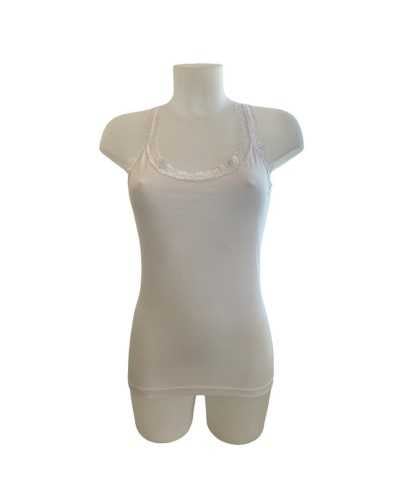 Canotta Donna Cotone Bielastico Con Spalline E Merletto Trendyntimo