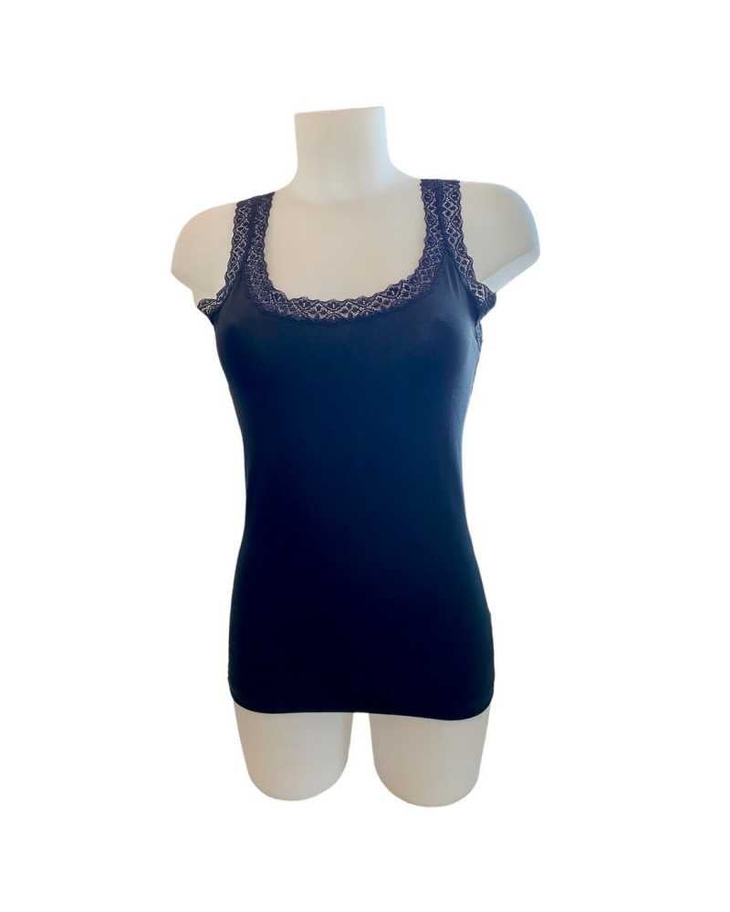 Canotta Donna Cotone Bielastico Con Spalline E Merletto Trendyntimo