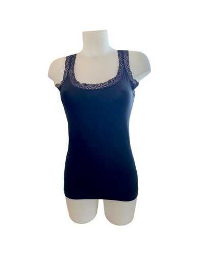 Canotta Donna Cotone Bielastico Con Spalline E Merletto Trendyntimo