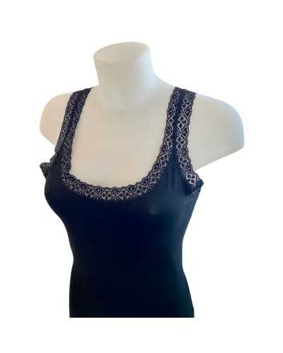 Canotta Donna Cotone Bielastico Con Spalline E Merletto Trendyntimo