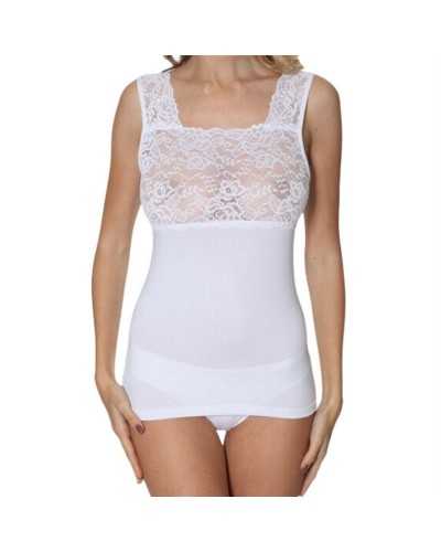 Canotta Donna Cotone Spalla Larga Bielastico Pizzo Trendyntimo