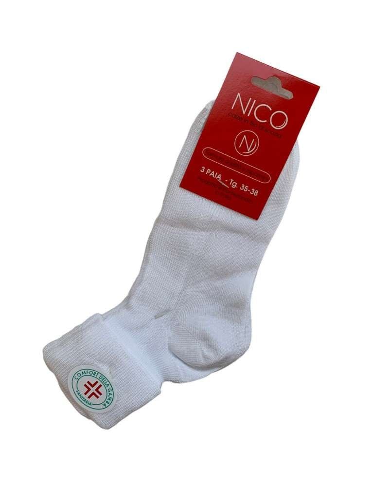 Calzino Donna Nico Con Risvolto Sanitario In Filo Di scozia Confezione 3 Paia