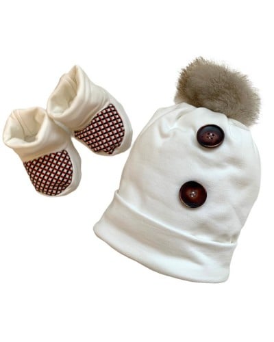 Parure Neonato Cappello e Scarpette In Felpina Hophoplà