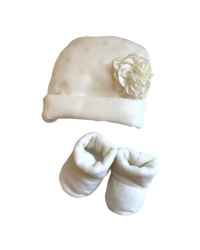 Parure Neonata Cappello e Scarpette In Ciniglia Hophoplà