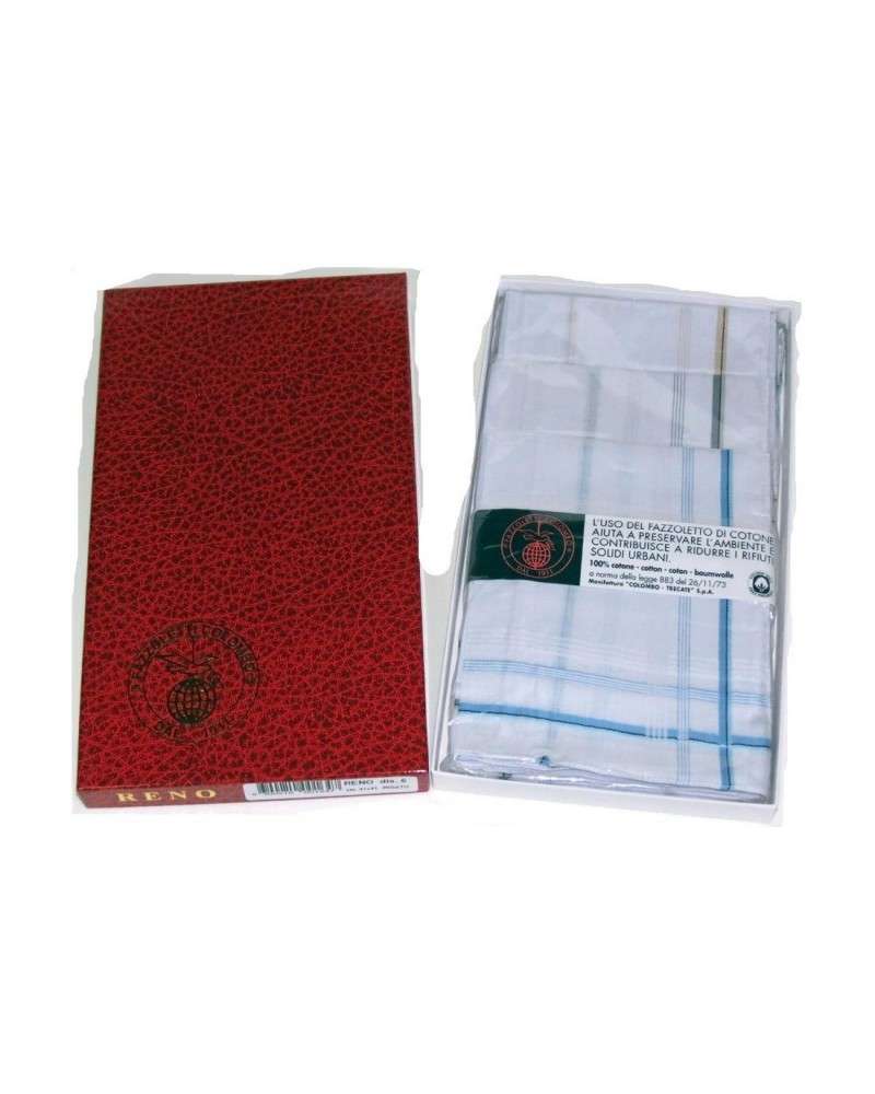 COLOMBO "Reno" Fazzoletti da Uomo in Puro Cotone - Orlo a Macchina (41x41 cm) COLOMBO "Reno" Fazzoletti da Uomo in Puro Cotone - Orlo a Macchina (41x41 cm)