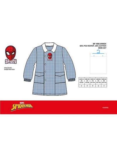 Grembiule Bimbo Asilo Spiderman Azzurro Quadri