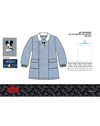 Grembiule Bimbo Asilo Mickey Mouse Azzurro Quadri