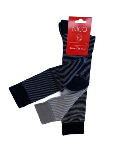 Calza Uomo Lunga Rigata Filo Di scozia Nico Confezione 3 Paia
