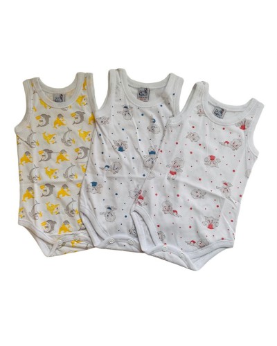 Body Neonato Spalla Larga In Cotone Stampato Petite Abeille confezione 3 pezzi