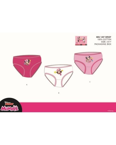 Slip Mutandine Bambina Minnie In Cotone Confezione 3 pezzi