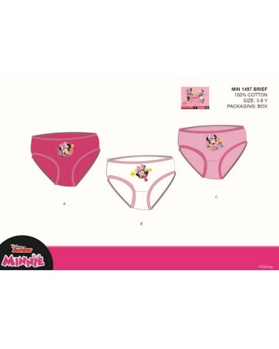 Slip Mutandine Bambina Minnie In Cotone Confezione 3 pezzi