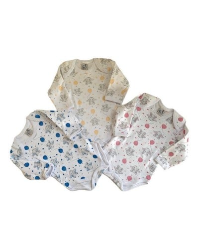 Body Neonata Manica Lunga Caldo Cotone Stampato Petite Abeille Confezione 2 pezzi