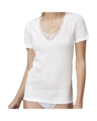 Maglia Mezza Manica Donna Macramè Caldo Cotone New Day Confezione 3 Pezzi