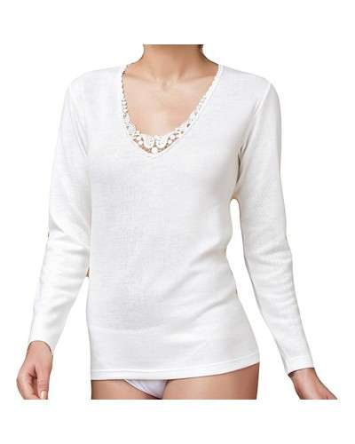 Maglia Manica Lunga Donna Macramè Caldo Cotone New Day Confezione 2 Pezzi